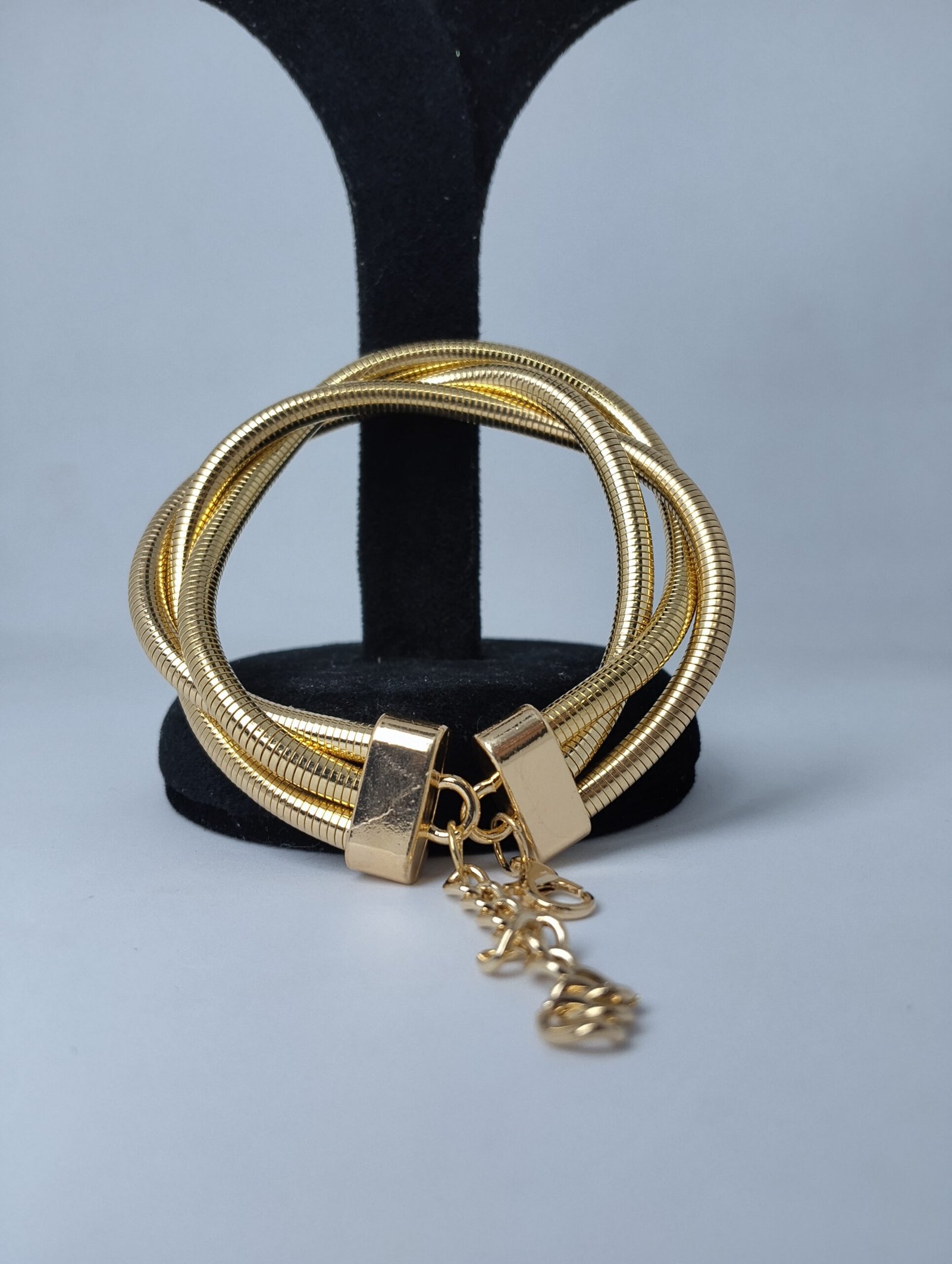 Lustrous Gold Multi-Strand Snake Chain Choker & Bracelet Set - Image 2