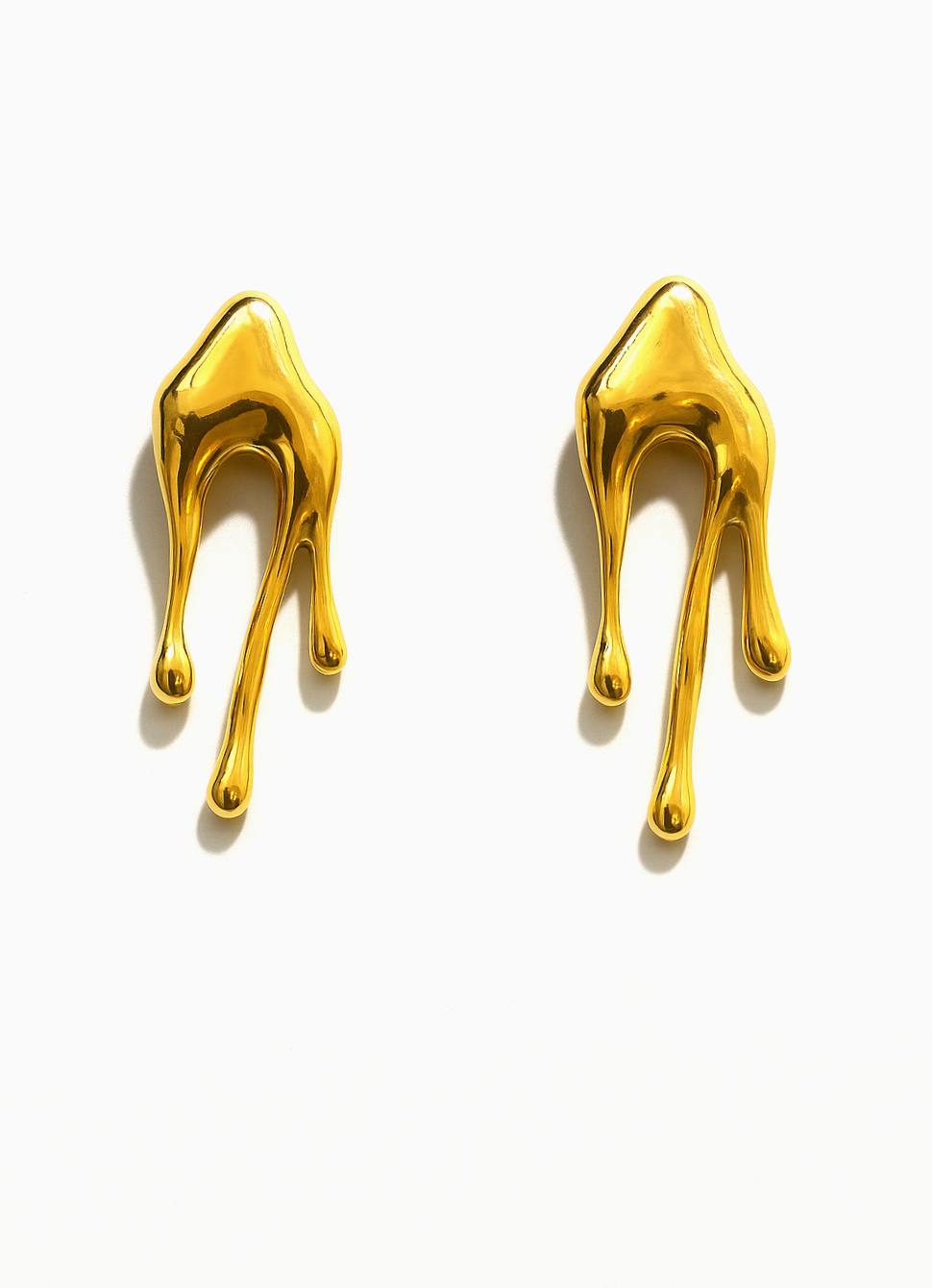 Gold Plated Modern Artistic Drip Earrings - Image 3