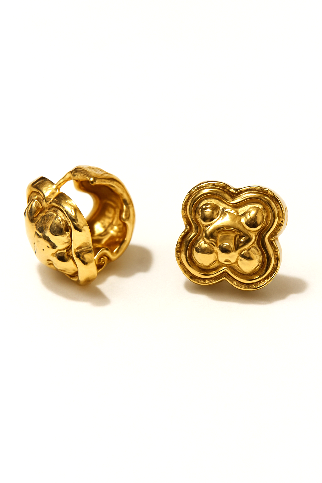 Gold Plated Bold Chunky Hoop Earrings - Image 2