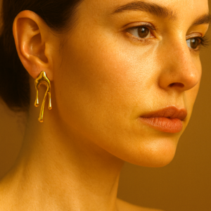 Gold Plated Modern Artistic Drip Earrings