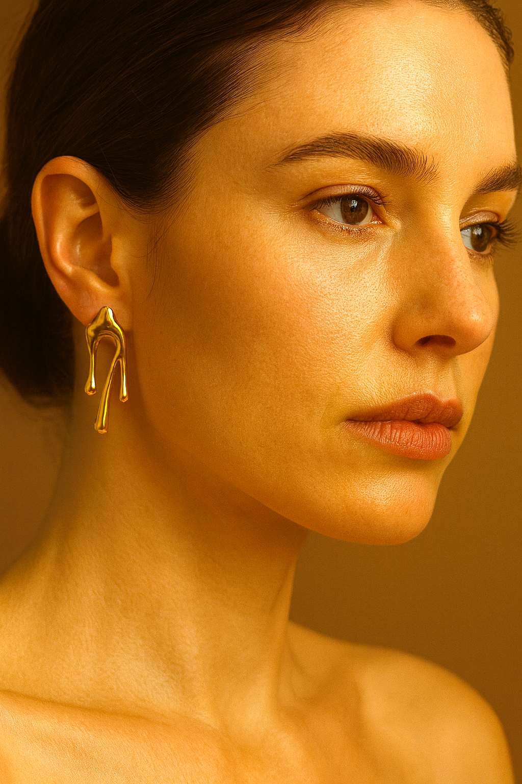 Gold Plated Modern Artistic Drip Earrings