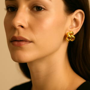 Gold Plated Modern Minimalist Knot Stud Earrings