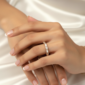 Rosegold Geometric Ring with Mother of Pearl & Crystals