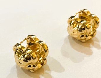 Gold Plated Bold Chunky Hoop Earrings - Image 4