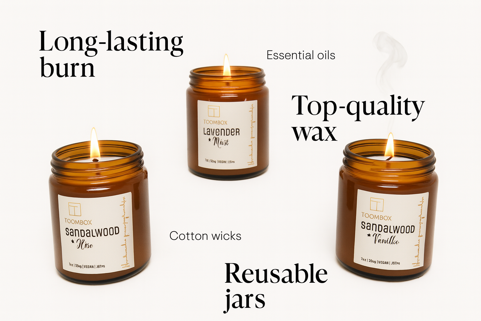 Premium Scented Soy Candle Gift Set – Lavender Musk, Sandalwood Rose & Sandalwood Vanilla (Vegan | 70g each | 18+ hr burn) - Image 4