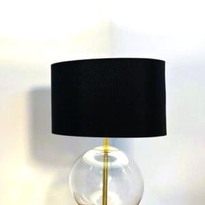 Modern Gold Finish Glass Sphere Table Lamp with Black Shade
