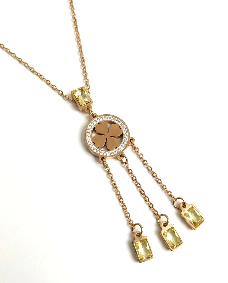 CZ Crystal Floral Gold Pendant Drop Chain| Luxury Gold Body Chain