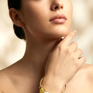 Gold Celestial Charm Bangle Bracelet – Moon Star & Cloud Multi Charm Cuff | Luxury Pandora Style Bracelet