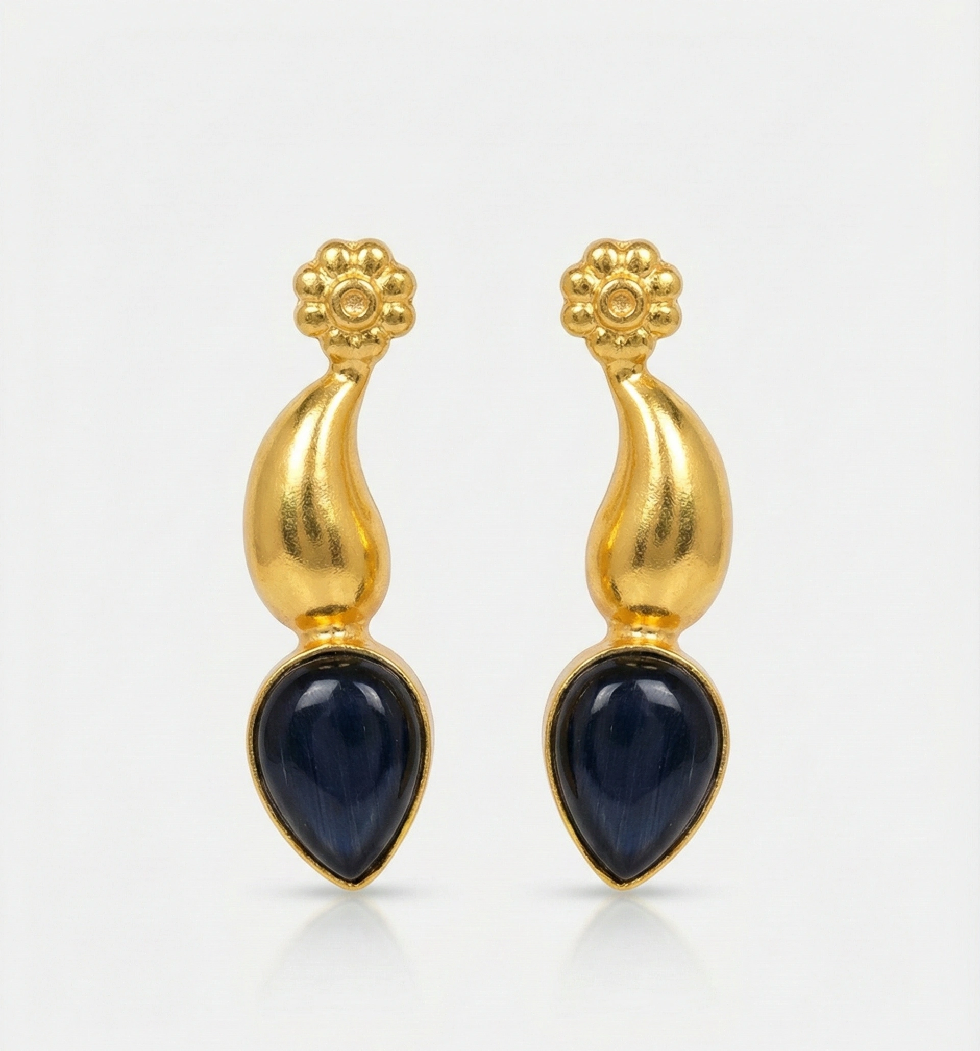 Black Sapphire Drop Dangle Earrings | Luxury Gold Earrings