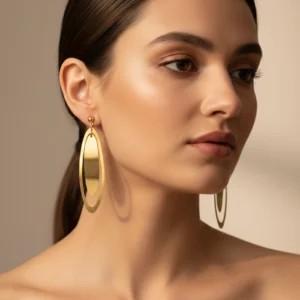 Contemporary Gold Double Oval Drop Earrings