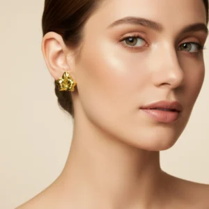 Sculpted Gold Botanical Statement Studs