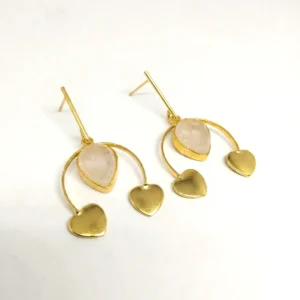 Golden Heart Drop Earrings – Soft Glow, Delicate Charm
