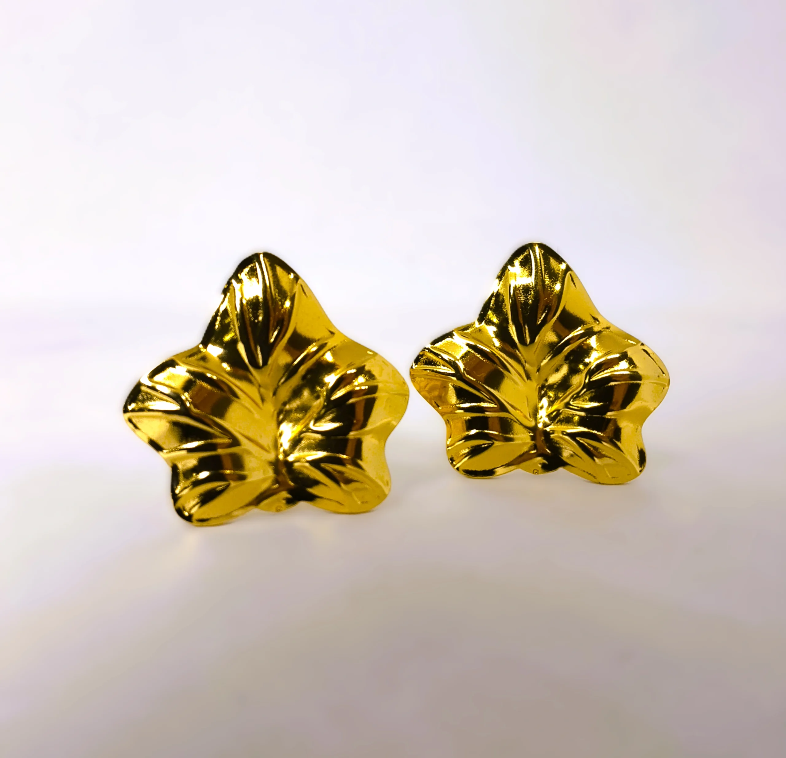 Sculpted Gold Botanical Statement Studs - Image 2