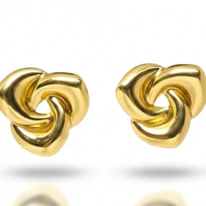 Bold Gold Twisted Knot Stud Earrings