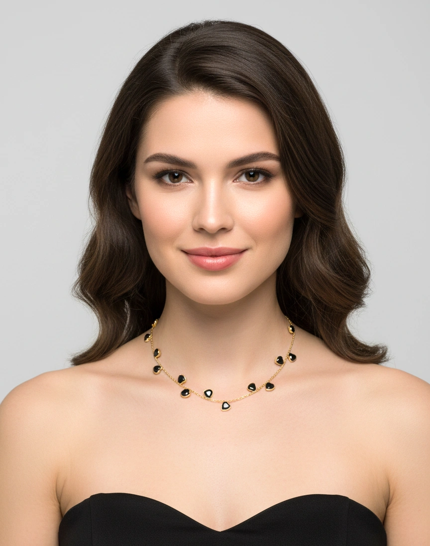 Multi Heart Charm Long Chain Necklace | Luxury Dainty Gold party wear chain