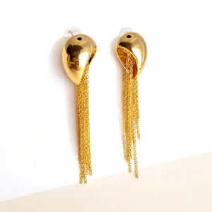 Bold Gold Cascading Chain Fringe Earrings