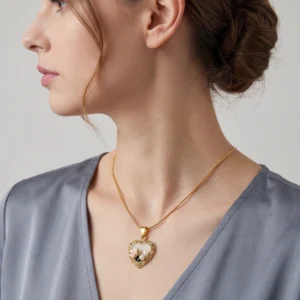 Ornate Gold Heart Floating Locket Necklace