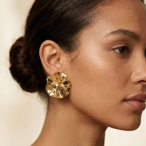 Sculptural Gilded Bloom Statement Earrings