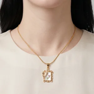 Vintage Gold Butterfly & Floral Filigree Pendant Necklace
