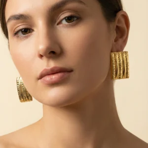 Textured Gold Stud Earrings – Bold Simplicity, Everyday Elegance