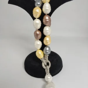 Multicolour Freshwater Pearl Necklace – Natural Baroque Pearl Drop Necklace | Elegant Layering Necklace