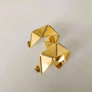 Bold Geometric Gold Semi-Hoop Statement Earrings