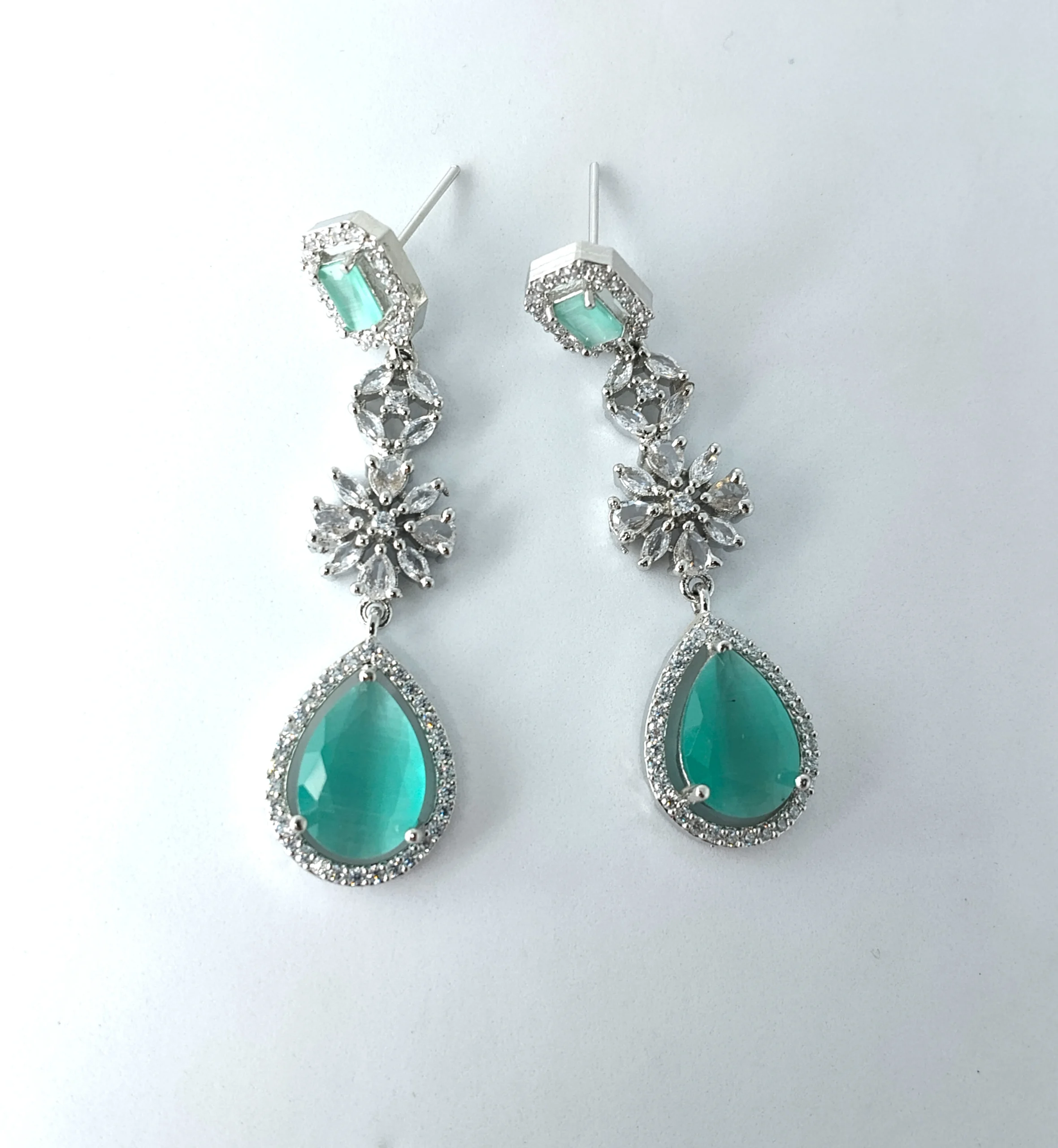 Regal Aqua & Crystal Layered 3-Piece Statement Set - Image 3