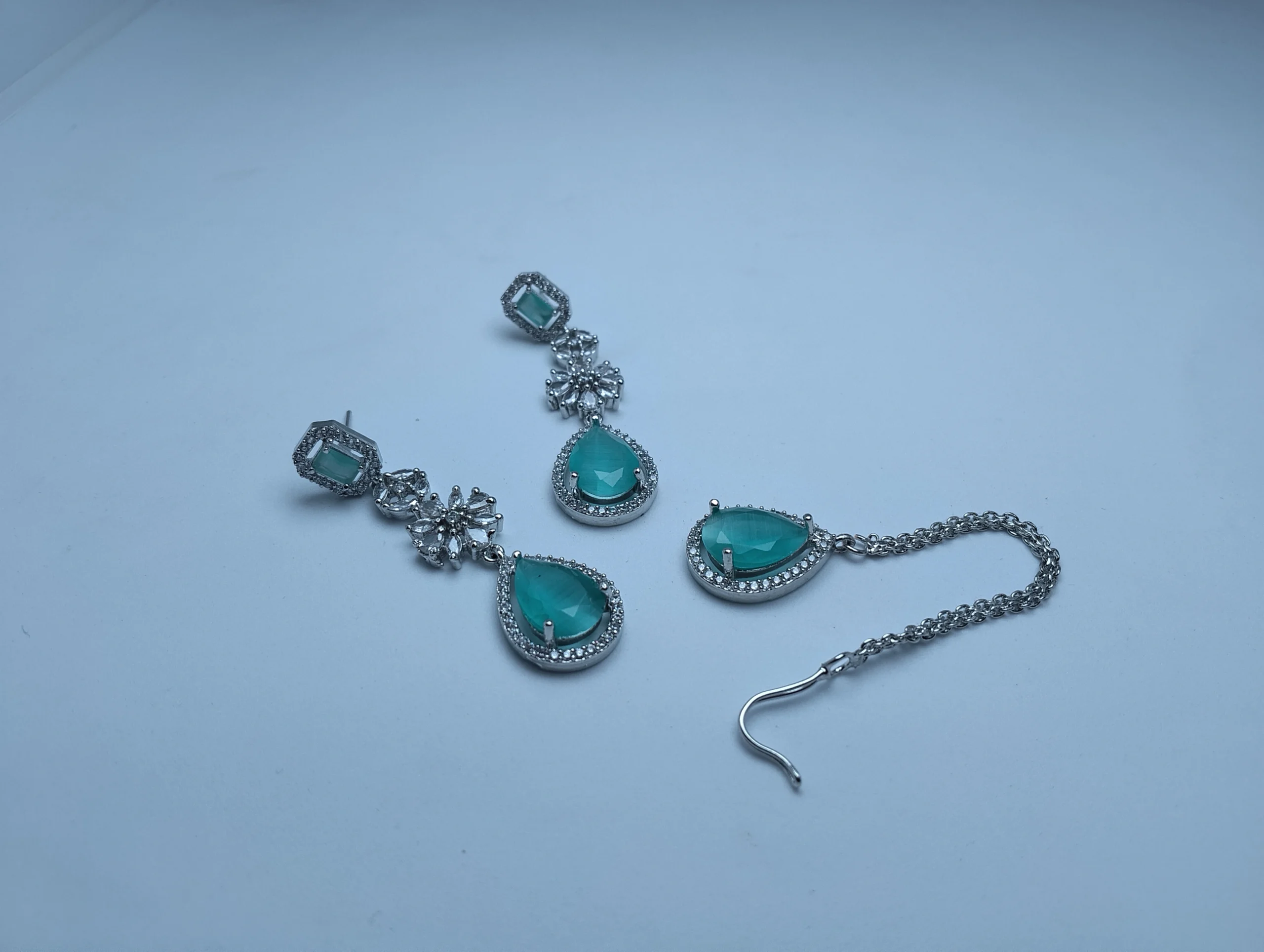 Regal Aqua & Crystal Layered 3-Piece Statement Set - Image 4