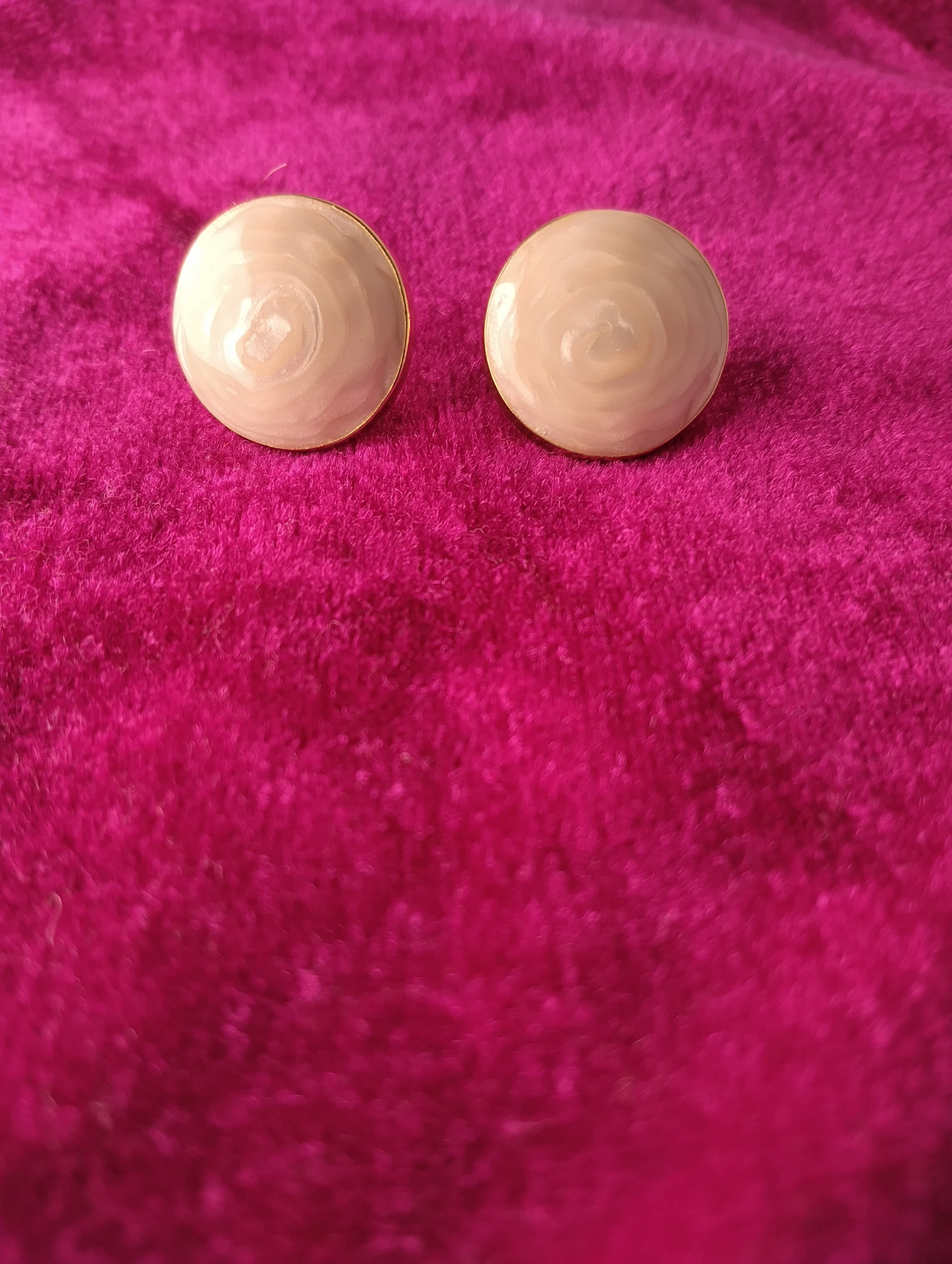Vintage-Inspired Rose Seashell Nude Enamel Stud Earrings - Image 3
