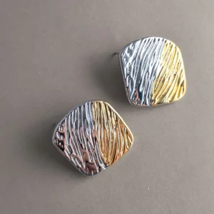 Bold Two-Tone Textured Statement Studs