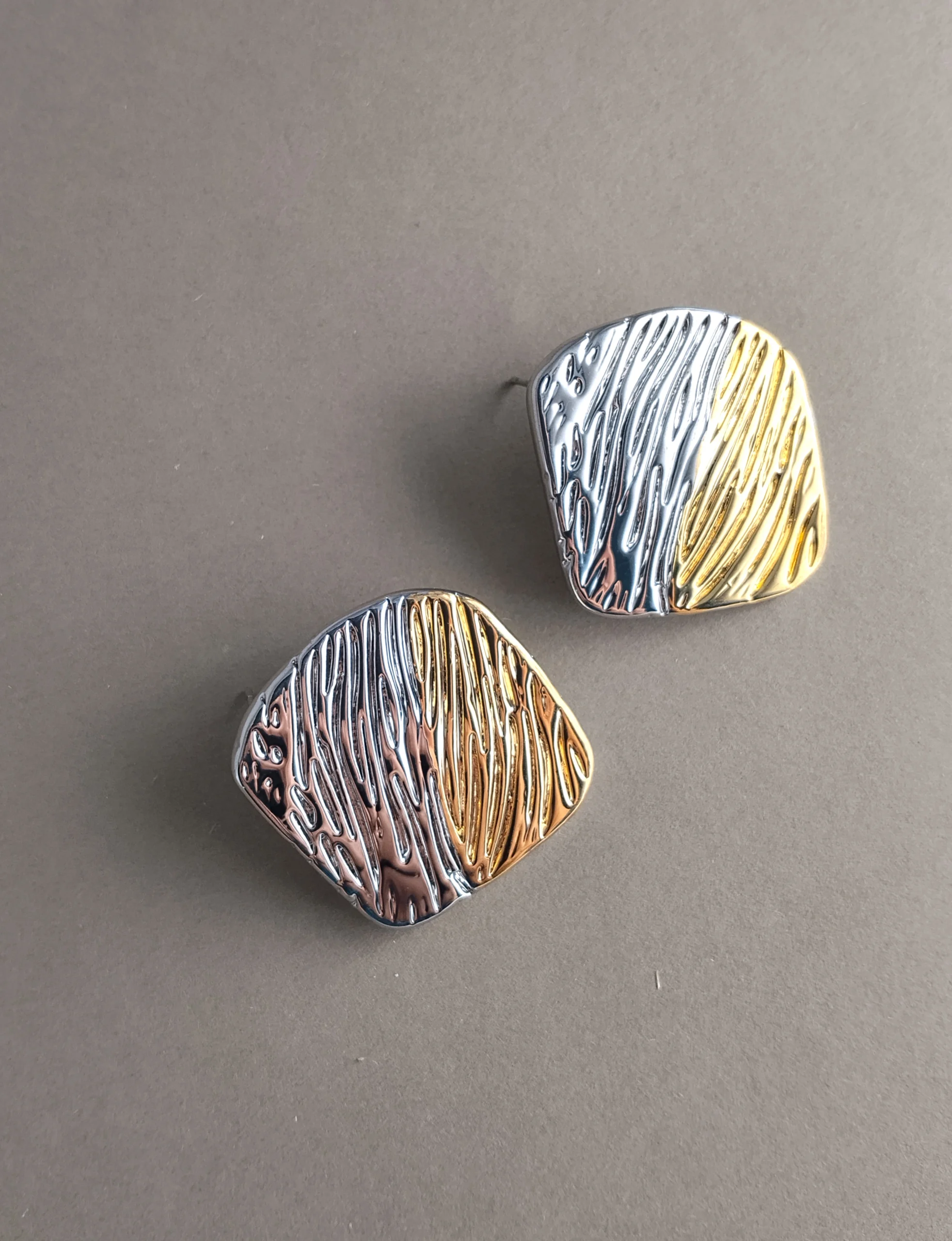 Bold Two-Tone Textured Statement Studs
