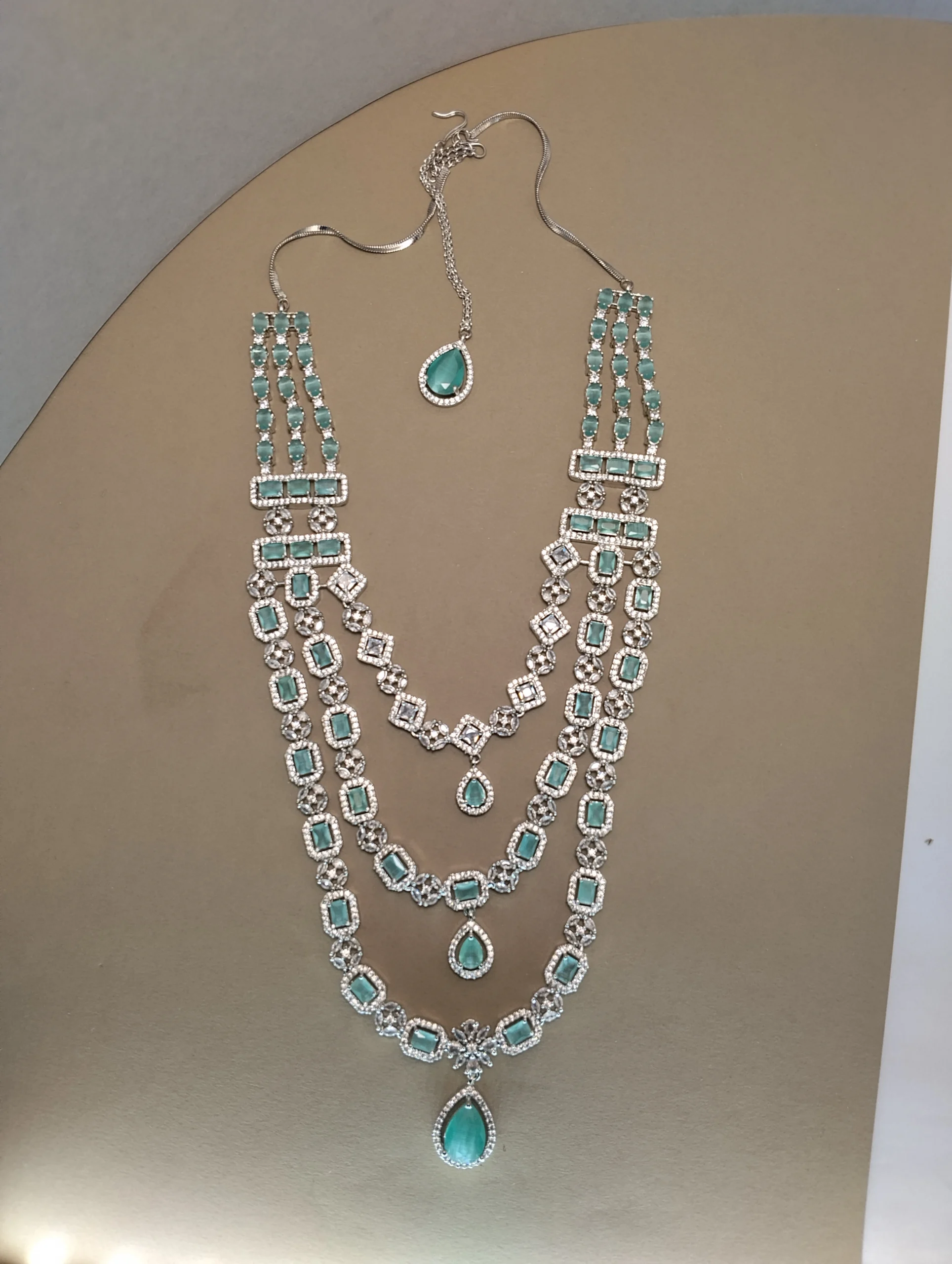 Regal Aqua & Crystal Layered 3-Piece Statement Set - Image 2