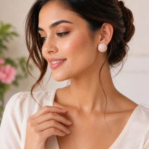 Vintage-Inspired Rose Seashell Nude Enamel Stud Earrings